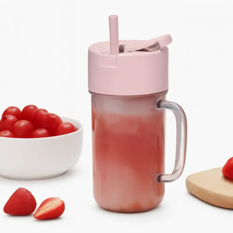 Portable Crusher Juicer With Handle & Straw, USB Rechargeable 6 Blades (420 ML)