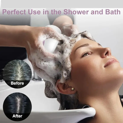 Smart Electric Scalp Massager with 4 Silicone Heads – Rechargeable Handheld Head & Body Massage Device
