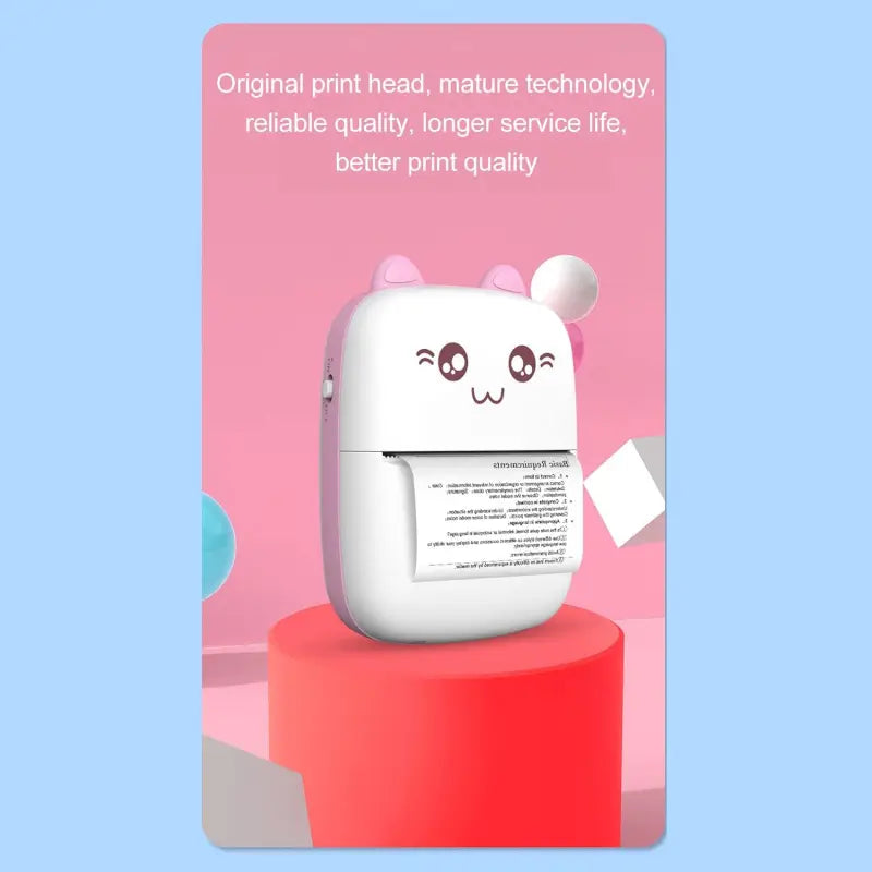 Pocket Mini Printer, Mobile Phone Bluetooth Connection Wireless Mini Thermal Printer with Android or iOS APP for Pictures, Portable Smart Printer,Contains 1 Rolls Thermal Paper