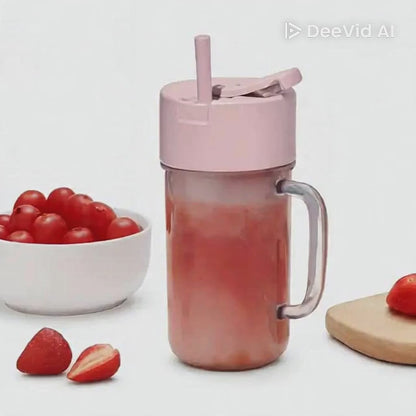 Portable Crusher Juicer With Handle & Straw, USB Rechargeable 6 Blades (420 ML)